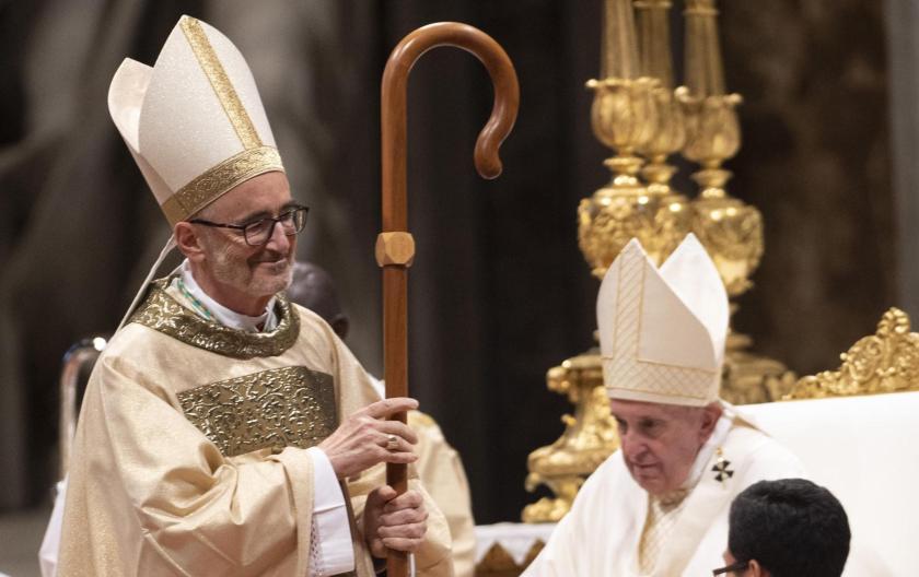 Pope Francis with Mons. Michael Czerny, during the Mass for episcopal ordinations, in St. Peter's Basilica at the Vatican, 04 October 2019. 