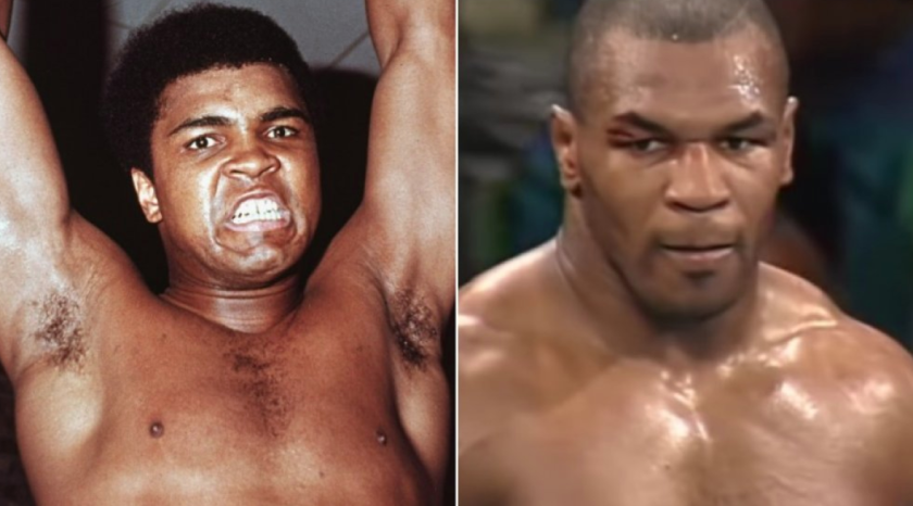 Links Muhammad Ali, rechts Mike Tyson