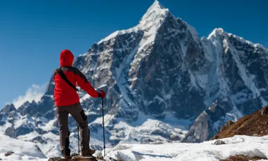 Een klimmer op de Mount Everest